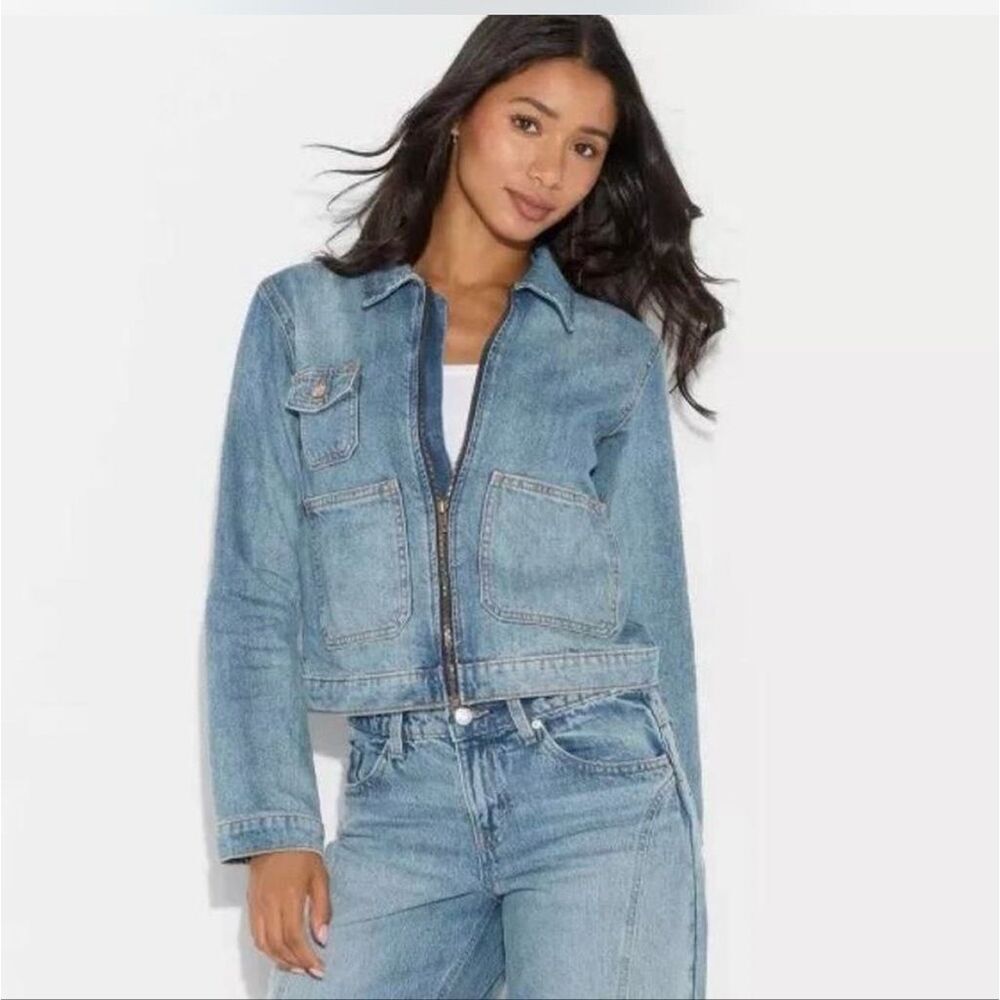 🌸 Wild Fable Zip Up Medium Wash Jean Jacket Size Small NWOT